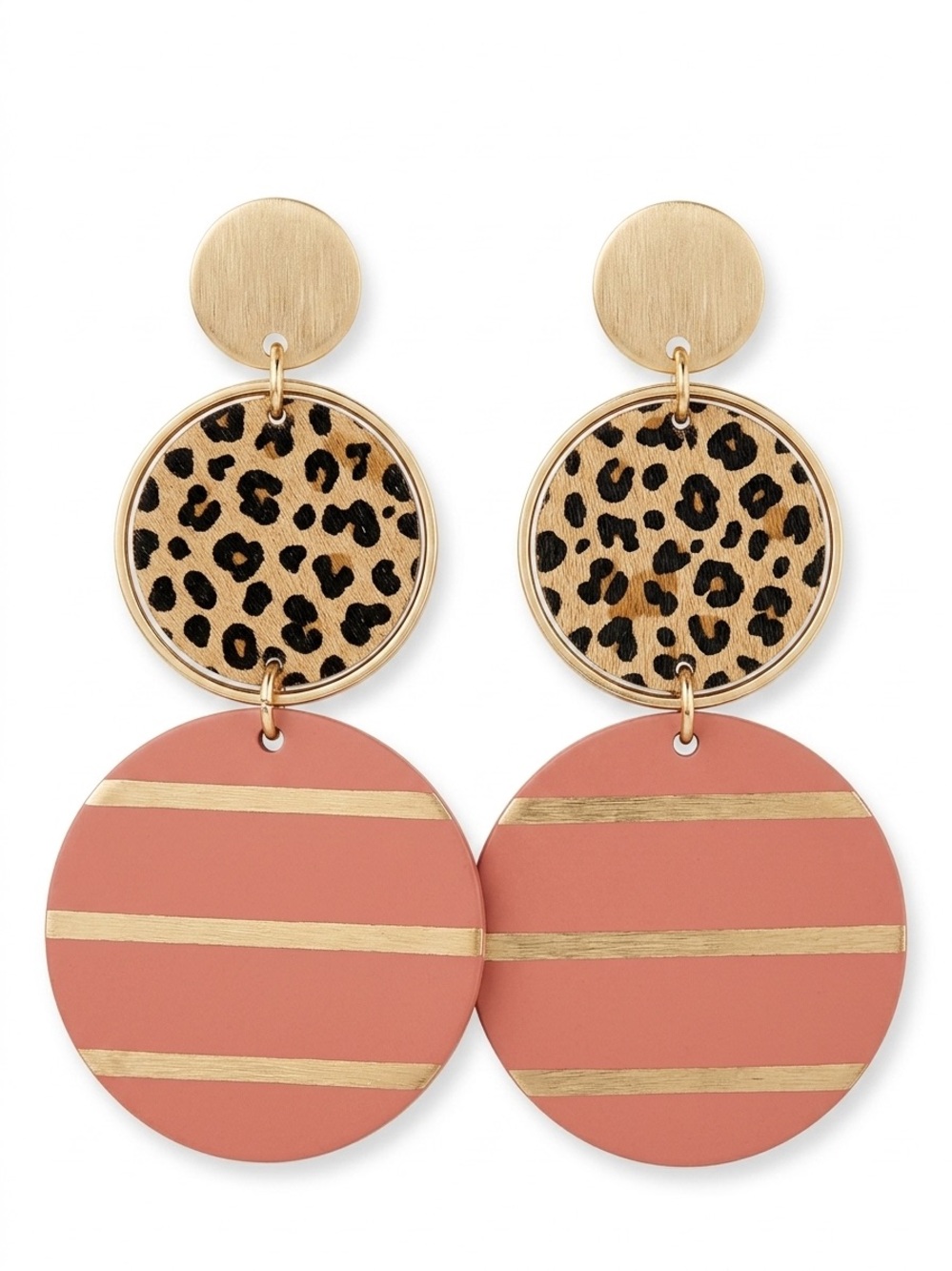 Plunder earrings NWT Pink & Leopard print, Drop Earrings, dangly boho earrings